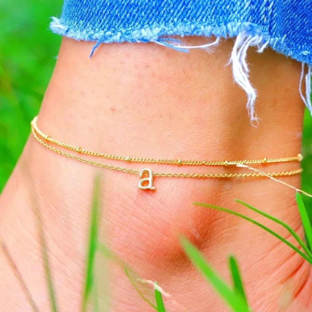💛GOLD A to Z LETTER SPARKLE INITIAL ANKLET ALPHABET BRACELET GIFT, ELDM22279 - Picture 10 of 12